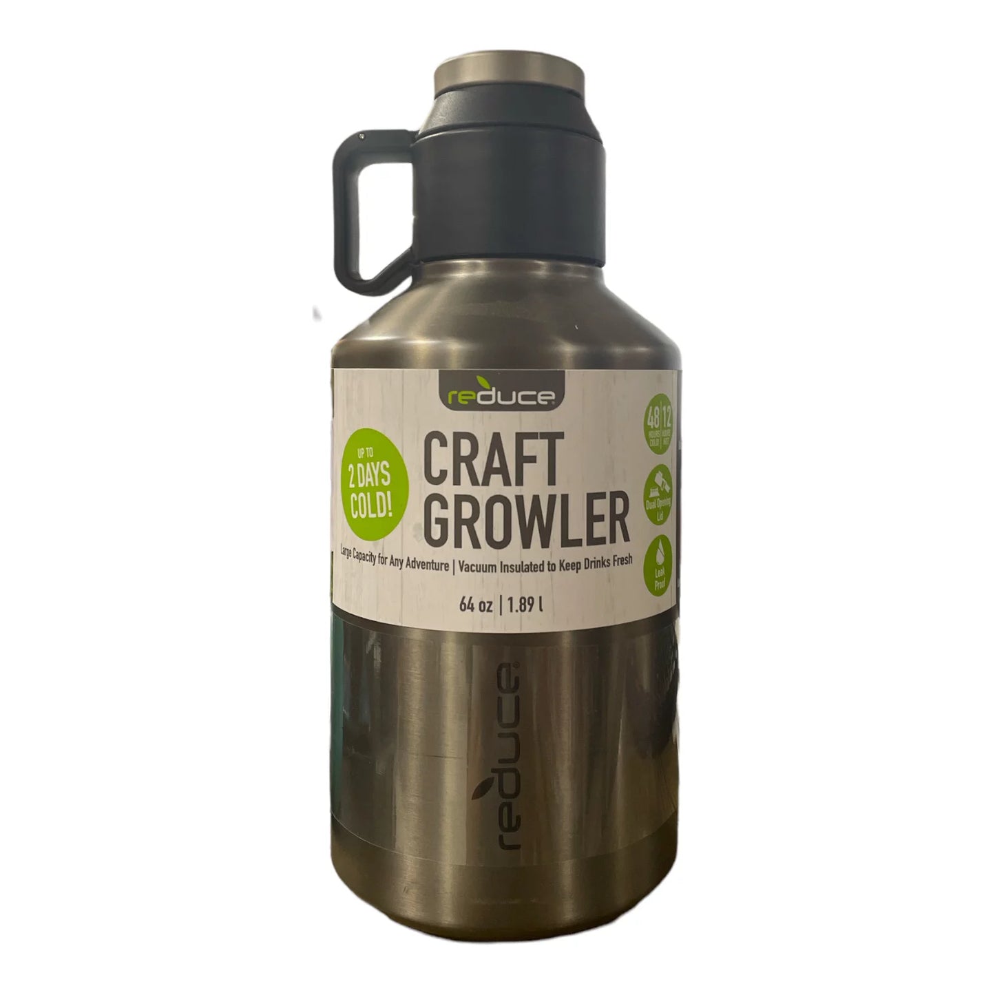 Reduce Vacuum Insulated Leak Proof 64 oz Craft Growler, Charcoal