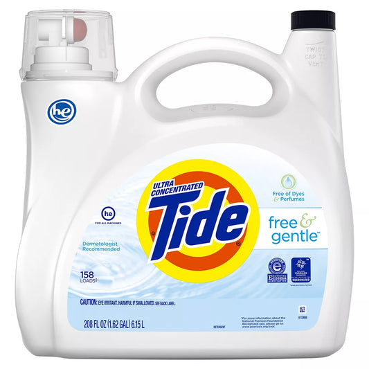 Tide Free and Gentle Liquid Laundry Detergent, 208 fl. Oz.