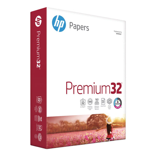 HP Premium Choice LaserJet Paper, 32lb, 98 Bright, 8 1/2x11, White, 500 Sheets/Ream