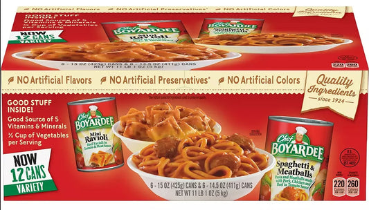 Chef Boyardee Mini Ravioli and Spaghetti & Meatballs Variety Pack, 12 pk.