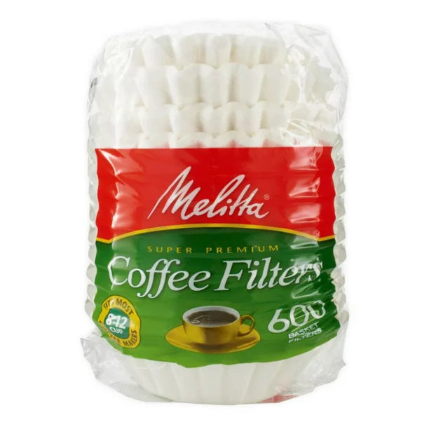 Melitta 8-12 Cup White Basket Coffee Filters, 600 Count Bag