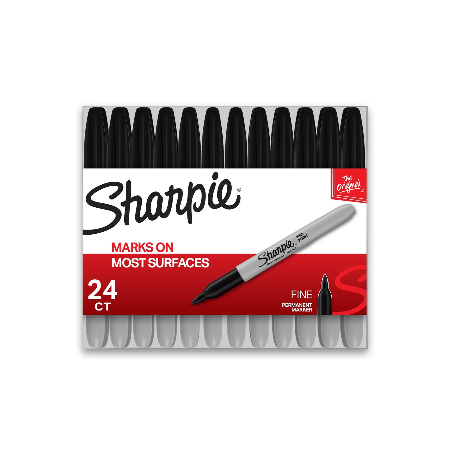 Sharpie Permanent Fine Tip Markers, Black, 24 Count