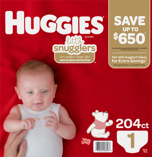 Huggies Little Snugglers Diapers, Size 1 - 204 ct