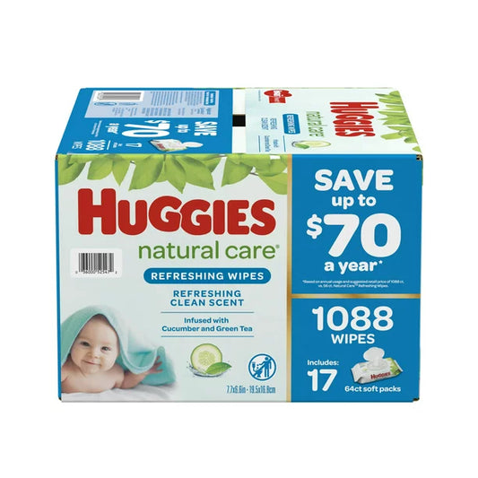 Huggies Cucumber and Green Tea Natural Care Sensitive Baby Wipes, 1088 ct.