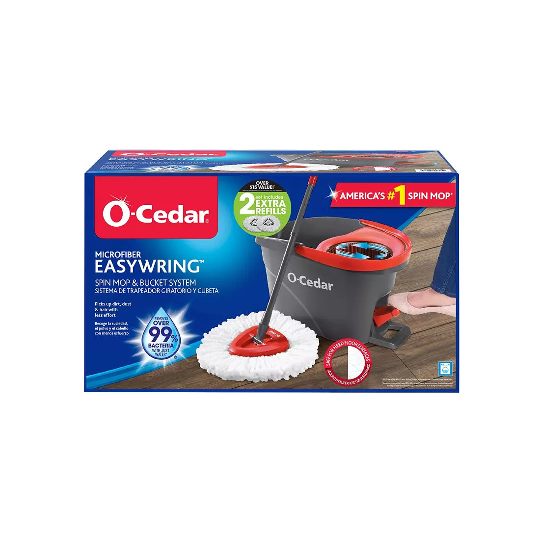 O-Cedar Easy Wring Spin Mop and Bucket with Bonus Refills