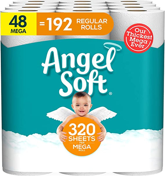 Angel Soft 2-Ply Toilet Paper (48 Mega Rolls, 320 Sheets/Roll)