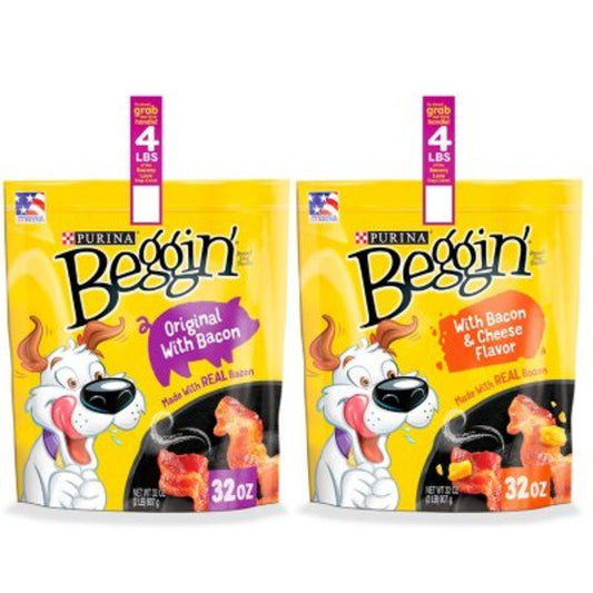 Purina Beggin' Strips Real Meat Dog Treats, Bacon & Bacon + Cheese Flavors (32 oz., 2 pk.)