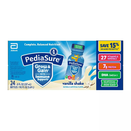 PediaSure Grow & Gain Kids' Nutritional Shake Vanilla Ready-to-Drink Bottles, 24 pk./8 fl. oz.