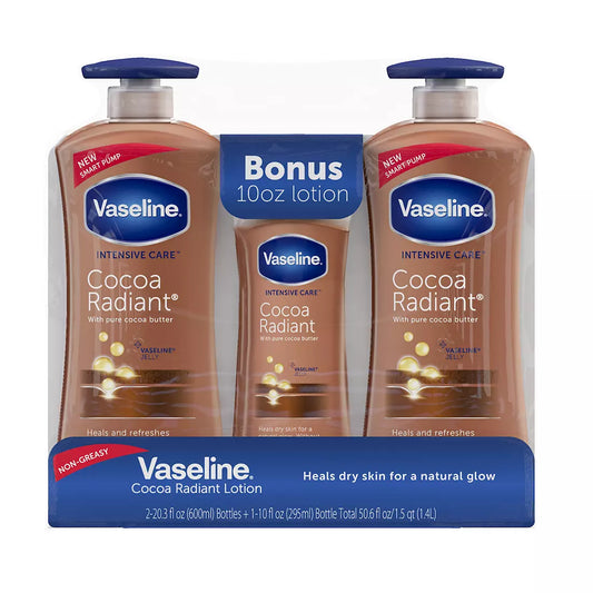 Vaseline Intensive Repair Cocoa Radiant Body Lotion, 2 pk./20.3 fl. oz. with Bonus Bottle, 10 oz.