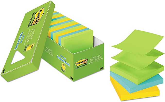 Post-it Pop-up Notes - Original Pop-up Refill, 3 x 3, Jaipur, 100/Pad - 18 Pads/Pack