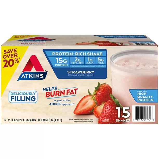 Atkins Gluten Free Protein-Rich Shake, Strawberry, Keto-Friendly (15 pk.)