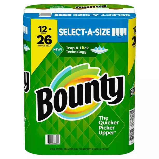 Bounty Select-A-Size 2-Ply Paper Towels, White (139 sheets/roll, 12 rolls)