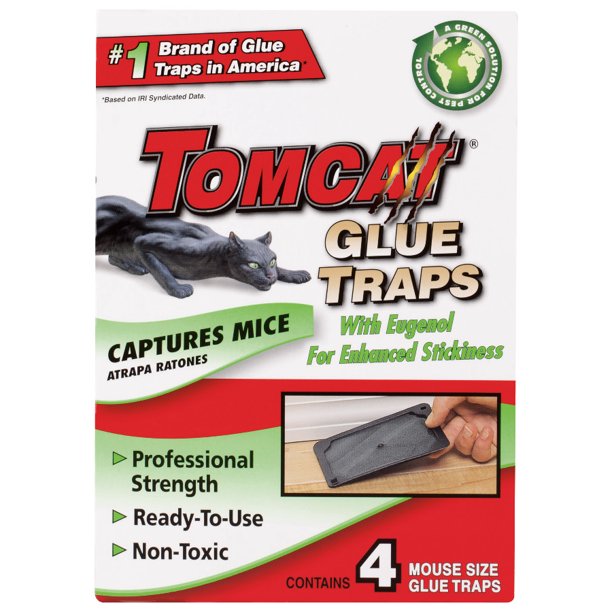 Tomcat Glue Traps Mouse Size with Eugenol for Enhanced Stickiness, 4 Traps