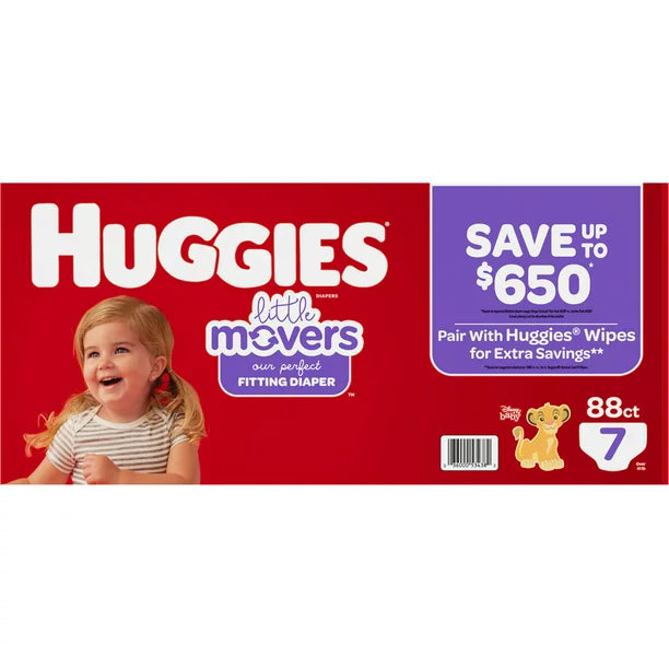 Huggies Little Movers Diapers, (Size 7 - 88 Count)