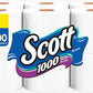 Scott 1,000 Toilet Paper, 12 Rolls, 1,000 Sheets per Roll
