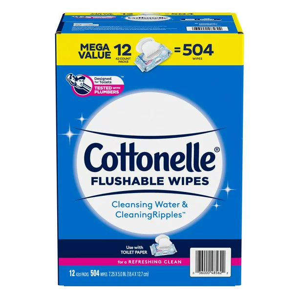 Cottonelle Fresh Care Flushable Wet Wipes, 12 Flip Top Packs (42 wipes/pk., 12 pk.)