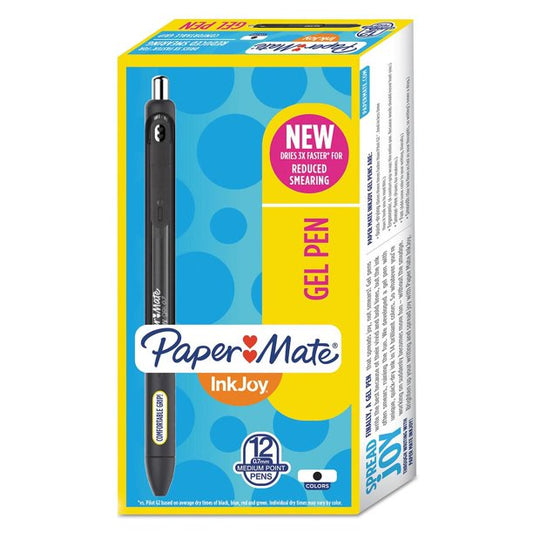 Paper Mate InkJoy Gel Retractable Pen, 0.7mm, Medium Point, Black (12 ct.)