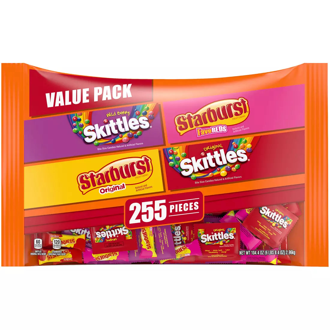 Starburst & Skittles Chewy Candy Assorted Bulk Variety Pack 255 ct., 6.5lbs