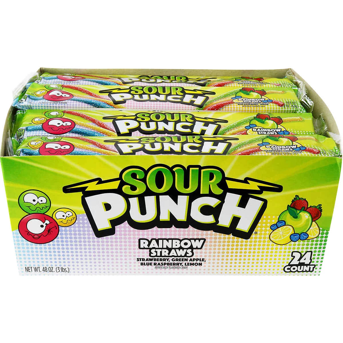 SOUR PUNCH Rainbow Straws Assorted Chewy Candy (2 oz., 24 pk.)