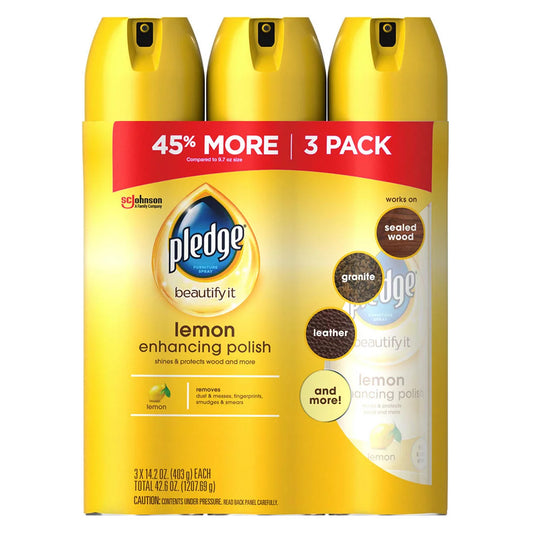 Pledge Enhancing Furniture Polish Spray, Lemon (9.7 oz., 3 pk.)