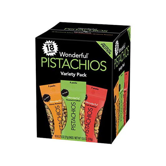 Wonderful Pistachios No Shells Variety Pack (0.75 oz., 18 pk.)