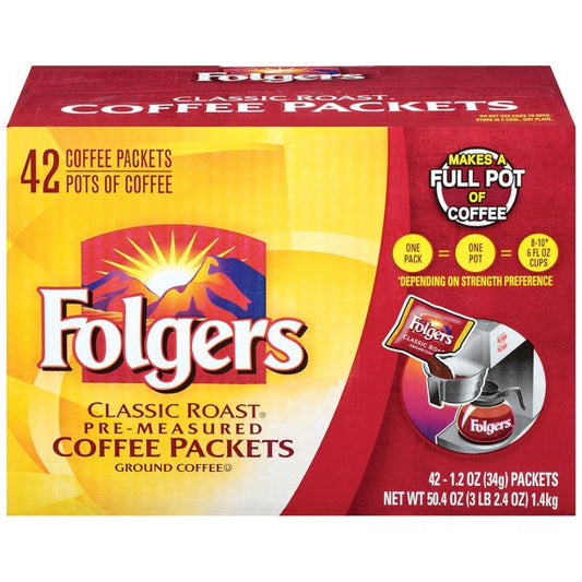 Folgers Classic Roast Ground Coffee Packets (1.2 oz., 42 ct.)