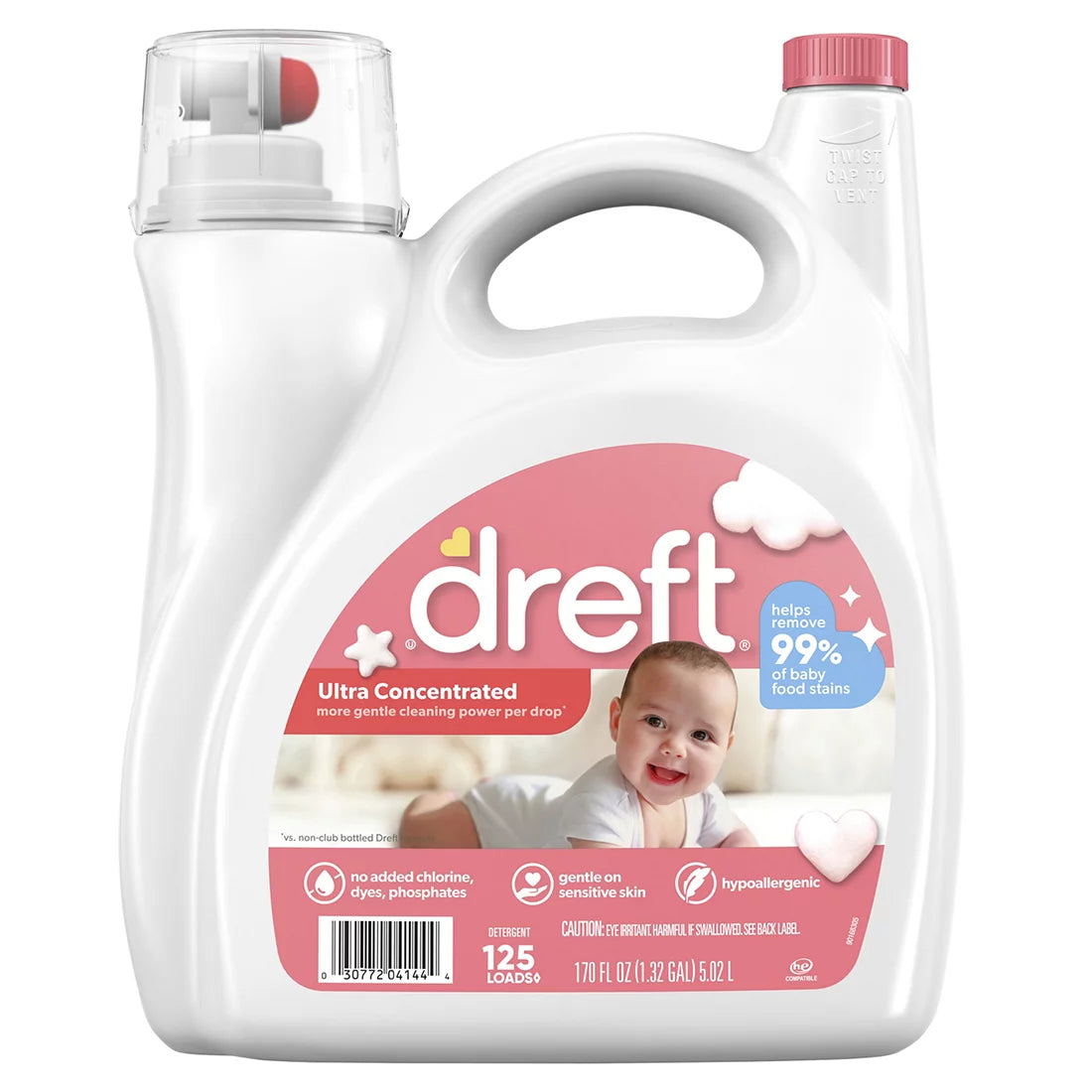 Dreft Ultra Concentrated Liquid Baby Laundry Detergent, 125 Loads, 170 fl. oz.