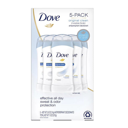 Dove Original Clean Antiperspirant Deodorant, 5 pk.