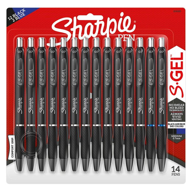 Sharpie S-Gel, Gel Pens, Medium Point (0.7mm), Assorted Colors, 14 Count