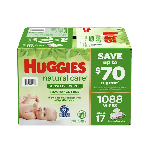 Huggies Natural Care Sensitive Baby Wipes, Fragrance Free (1088 wipes)