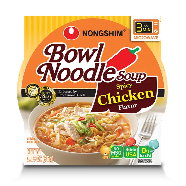 Nongshim Bowl Noodle Soup, Spicy Chicken (3.03 oz., 12 pk.)