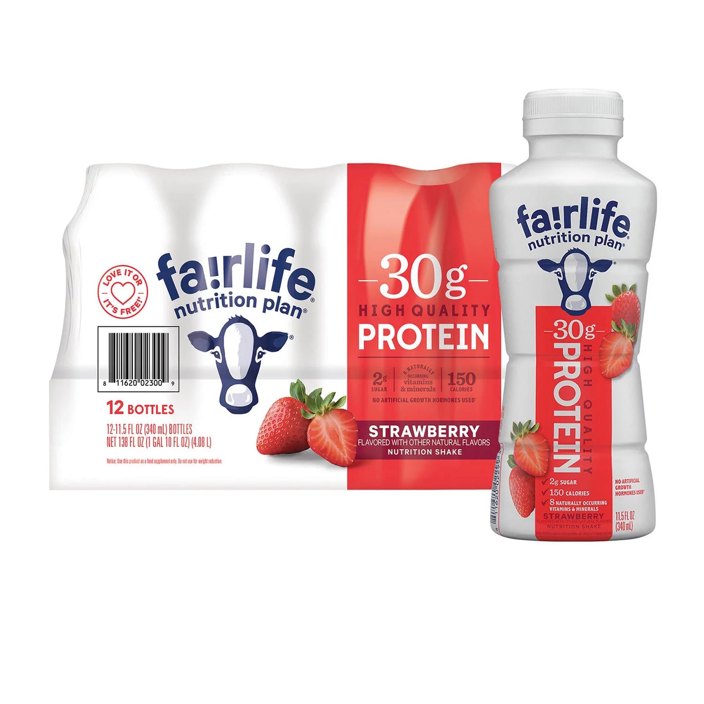 Fairlife Nutrition Plan Strawberry, 30g Protein Shake (11.5 fl. oz., 12 pk.)