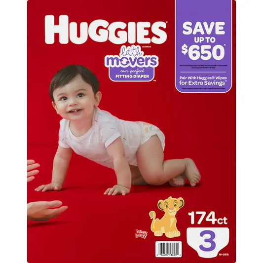 Huggies Little Movers Diapers, (Size 3 - 174 Count)