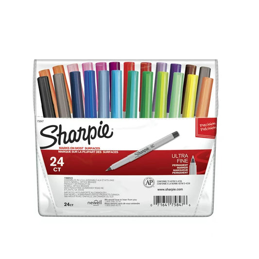 Sharpie Permanent Markers, Ultra Fine Point, Assorted Colors, 24pk.