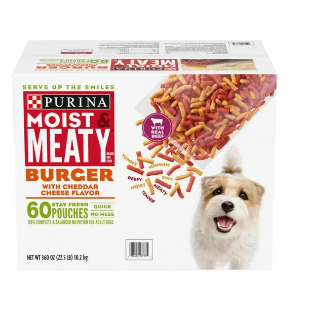 Purina Moist & Meaty Dog Food, Burger with Cheddar Cheese Flavor (6 oz., 60 ct.)