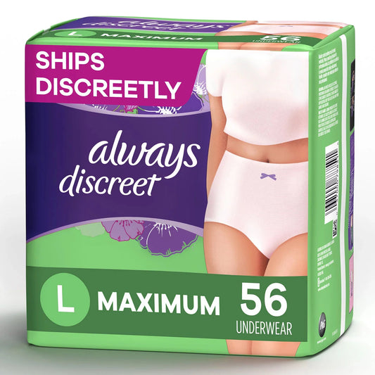 Always Discreet Incontinence & Postpartum Underwear for Women, Maximum (Choose Your Size)