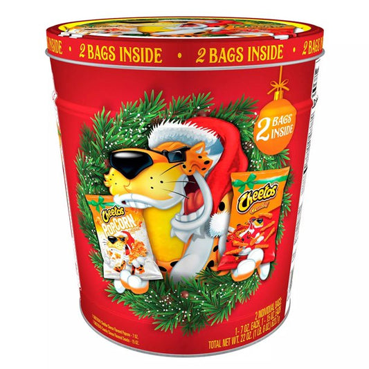 Cheetos Popcorn and Crunchy Holiday Tin (22 oz.)