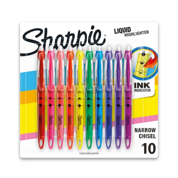 Sharpie - Accent Liquid Pen Style Highlighter, Chisel Tip, Assorted - 10/Set