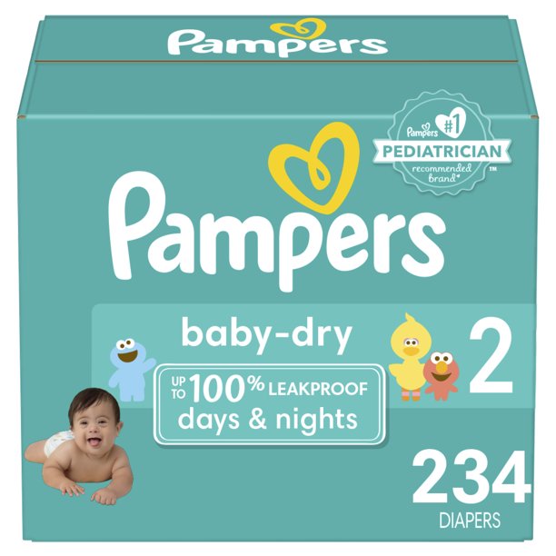 Pampers Baby Dry Extra Protection Diapers, Size 2, 234 Count