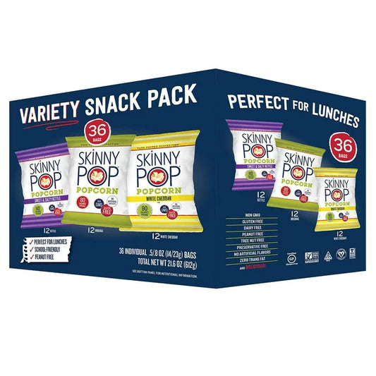 SkinnyPop Popcorn Variety Snack Pack Bags (0.5 oz., 36 ct.)