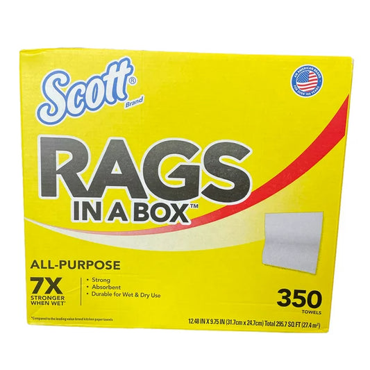 Scott Rags In a Box, White, All Purpose (350 Sheets/Box)