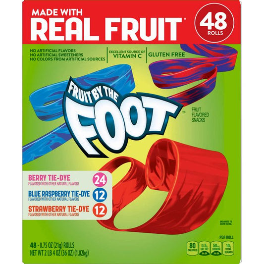 Fruit by the Foot Snacks, Berry Tie-Dye and Strawberry Variety Pack (48 ct.)