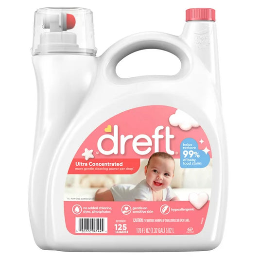 Dreft Ultra Concentrated Liquid Baby Laundry Detergent (125 Loads, 170 fl. oz.)