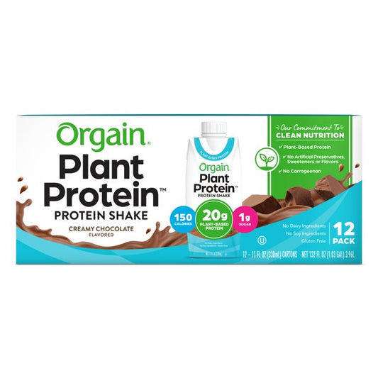 Orgain Plant Based Protein Shake, Chocolate (11 fl. oz. 12 pk.)