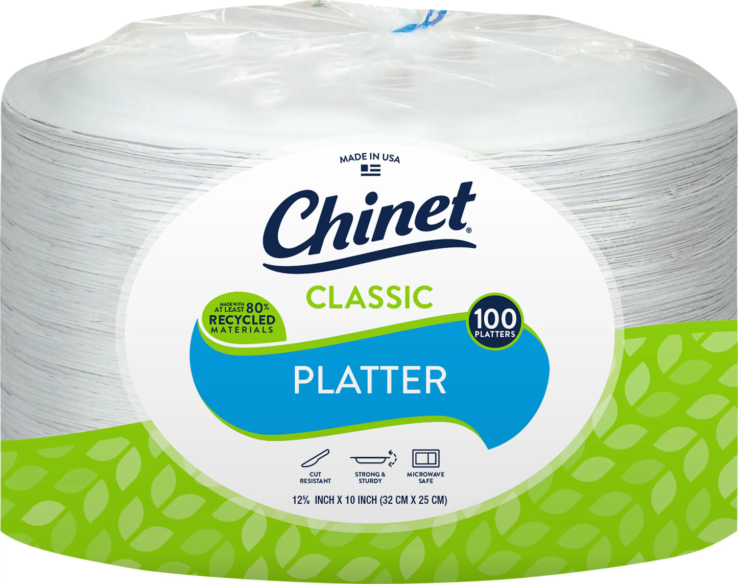 Chinet Classic White Oval Platter Plates, 12.625" x 10" (100 ct.)