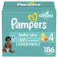 Pampers Baby-Dry Diapers Size  4 - 186 Count