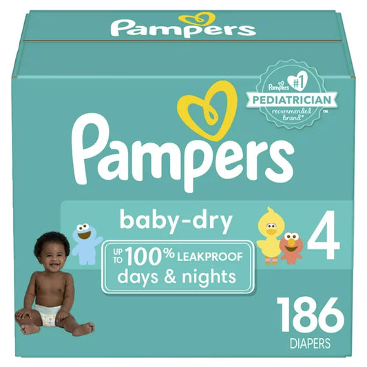 Pampers Baby-Dry Diapers Size  4 - 186 Count