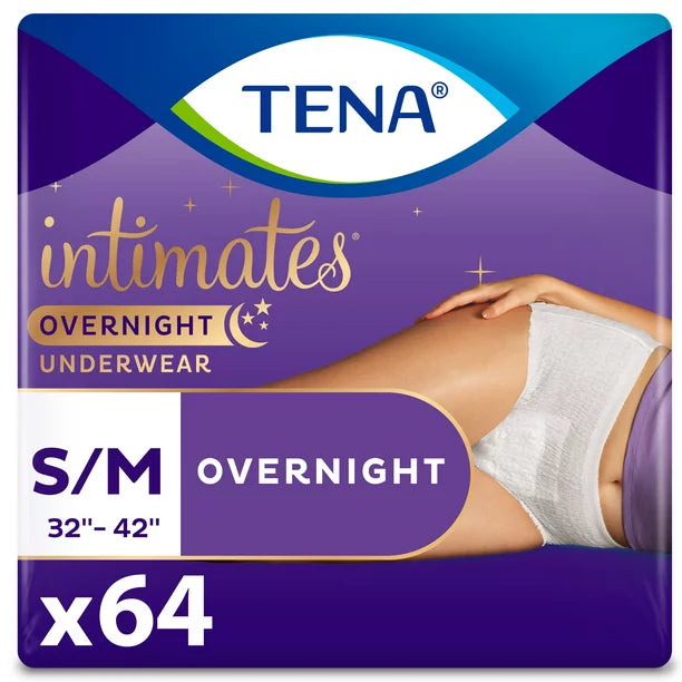 Tena Intimates Overnight Incontinence Protective Underwear, S/M, 64 Count