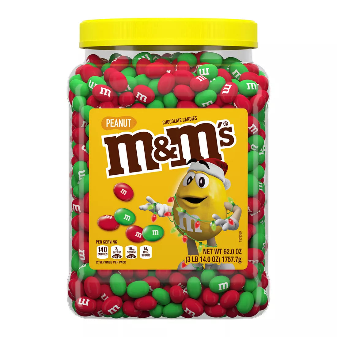 M&M's Holiday Mix Candy Bulk Jar, Peanut Chocolate Candy, 62-Ounce
