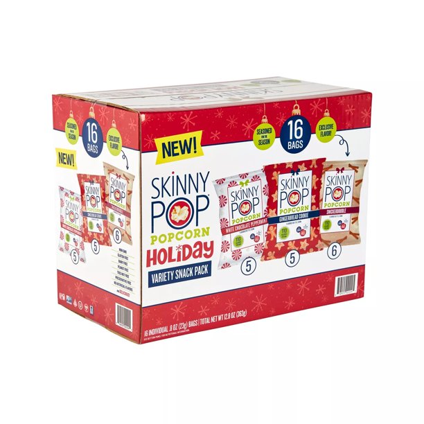 SkinnyPop Holiday Popcorn Variety Pack (0.8 oz., 16 ct.)